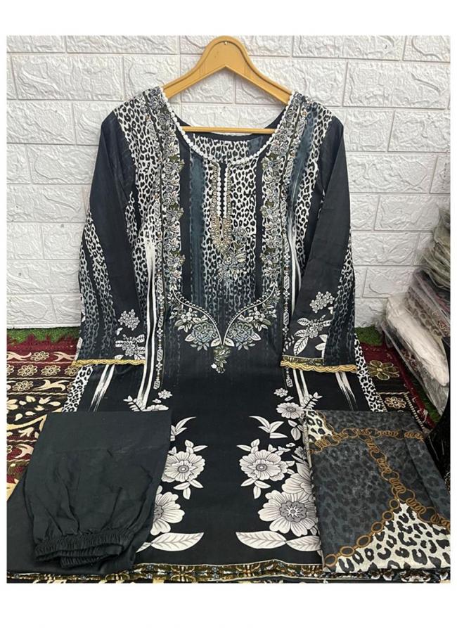 Heavy Cotton Black Eid Wear Printed Readymade Pakistani Suit